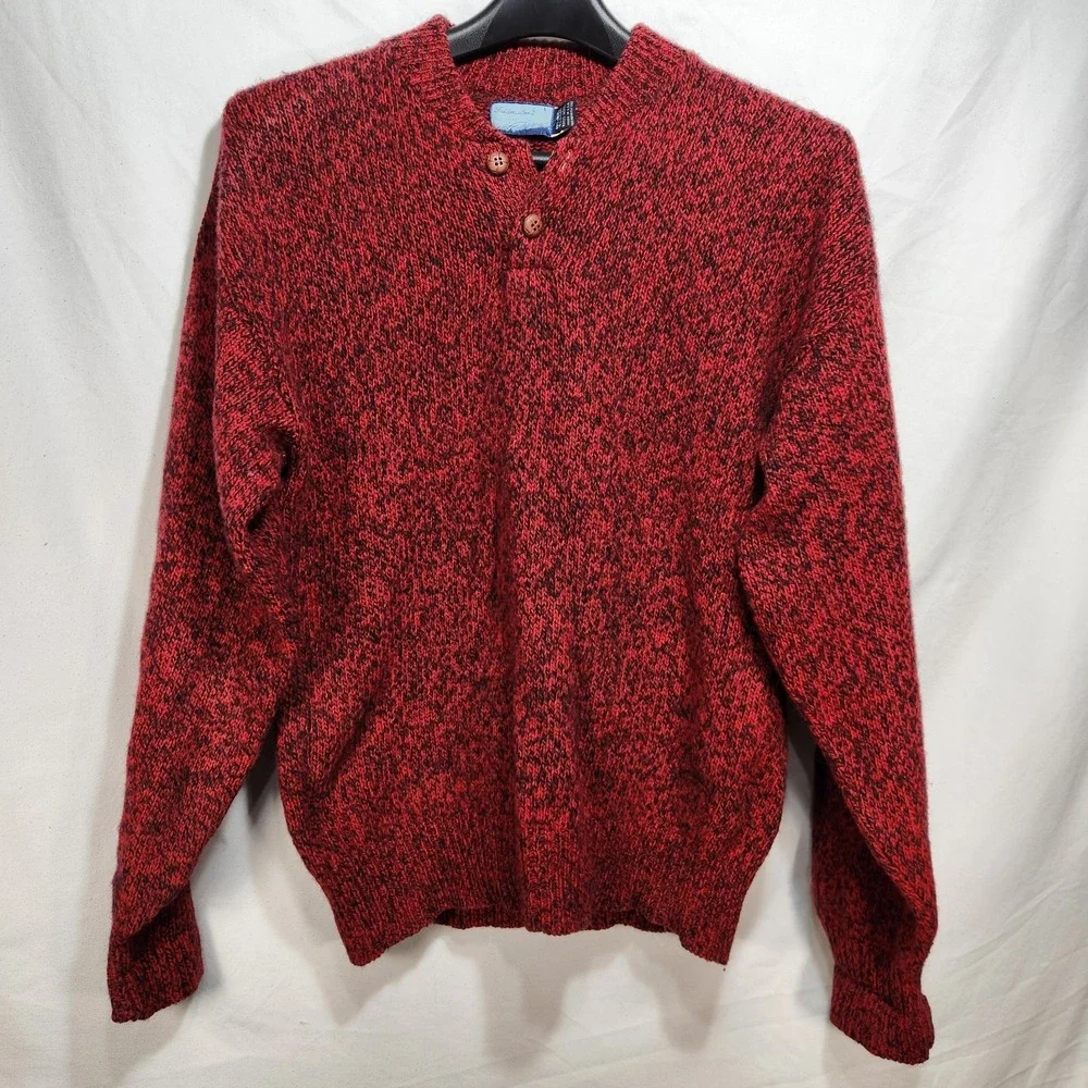 Fieldmaster Mens Wool Blend Knit Sweater Size Large Red‎ / Black